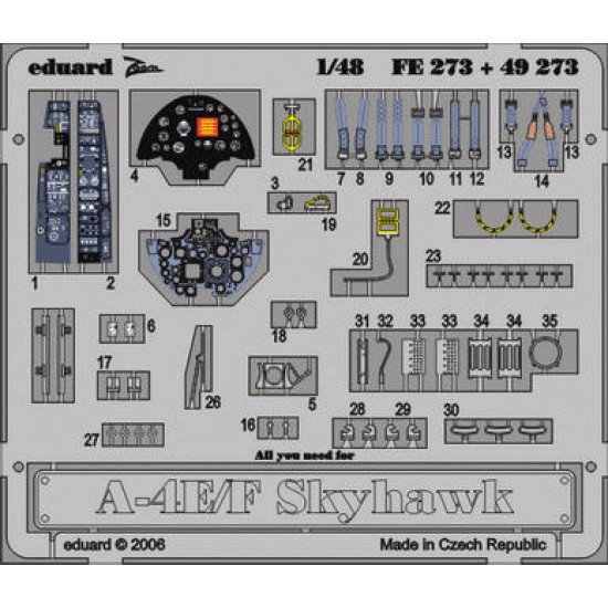 Photoetched set A-4E/F Skyhawk Color, for Hasegawa kit 1/48 Eduard FE273