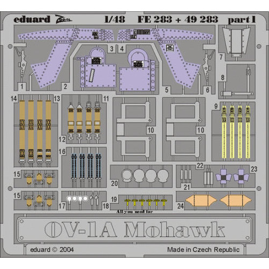 Photoetched set OV-1A Mohawk Color, for Roden kit 1/48 Eduard FE283