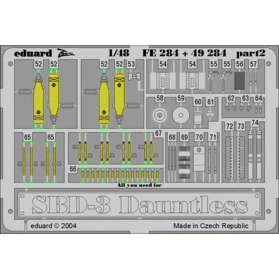 Photoetched set SBD-3 Dauntless Color, for Accurate Miniatures kit 1/48 Eduard FE284