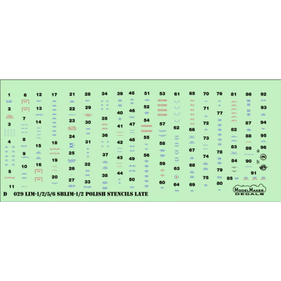 Modelmaker 1/48 D48029 Lim-1/2/5/6/Sblim-1/2 Polish Stencils Late Aircraft Decal Modelmaker 1/48 D48029 Lim-1/2/5/6/Sblim-1/2 Polish Stencils Late Aircraft Decal