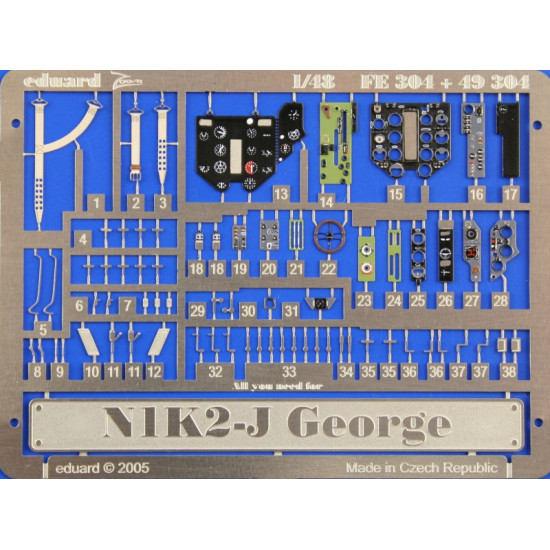 Photoetched set N1K2-J George Color, for Hasegawa kit 1/48 Eduard FE304