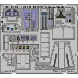 Photoetched set EF-2000 Typhoon Single Seater Color, for Italeri kit 1/48 Eduard FE341