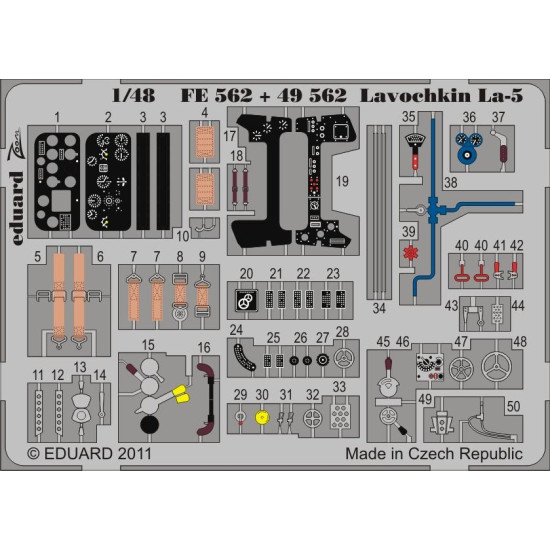 Photoetched set Lavochkin La-5 Color, for Zvezda kit 1/48 Eduard FE562