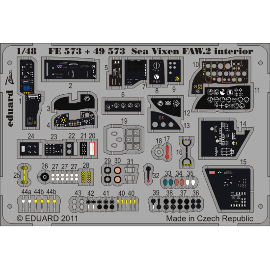 Photoetched set Sea Vixen FAW.2 interior Color, for Airfix kit 1/48 Eduard FE573