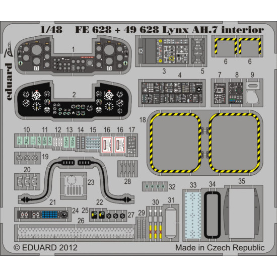Photoetched set Lynx AH.7 interior Color, for Airfix kit 1/48 Eduard FE628 Photoetched set Lynx AH.7 interior Color, for Airfix kit 1/48 Eduard FE628