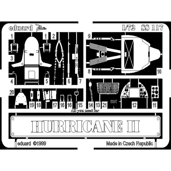 Photoetched set Hurricane II, for Revell kit 1/72 Eduard SS117