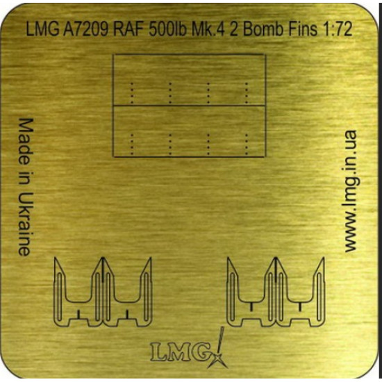 Lmg Ba-72002 1/72 Raf 500lb Mk 4 2 Bomb Fins Thickness 0-1mm Lmg Ba-72002 1/72 Raf 500lb Mk 4 2 Bomb Fins Thickness 0-1mm