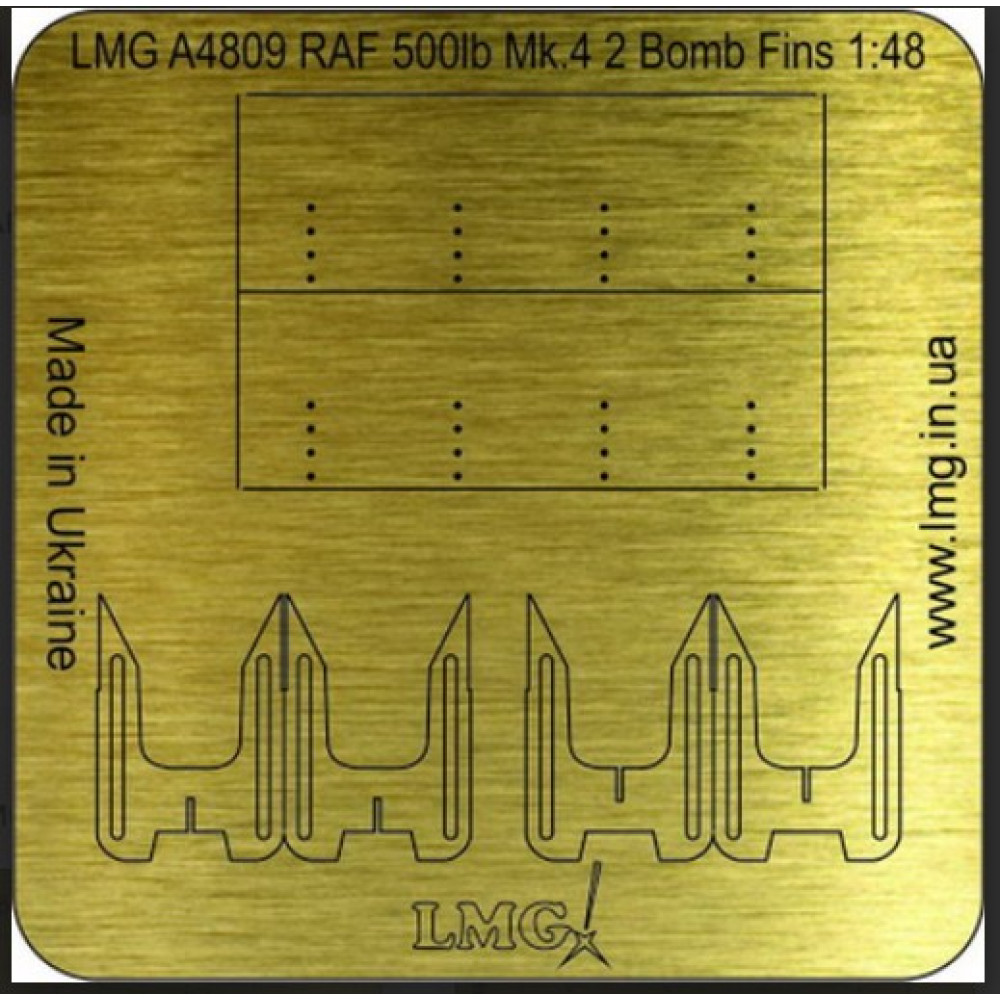LMG BA48002 1/48 RAF 500lb Mk 4 2 Bomb Fins thickness 02mm