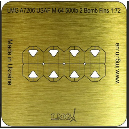 Lmg Ba-72017 1/72 Usaf 500lb M-64 8 Bomb Fins Thickness 0-1mm Lmg Ba-72017 1/72 Usaf 500lb M-64 8 Bomb Fins Thickness 0-1mm