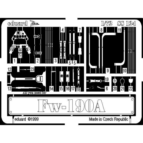 Photoetched set Fw-190A, for Revell kit 1/72 Eduard SS124