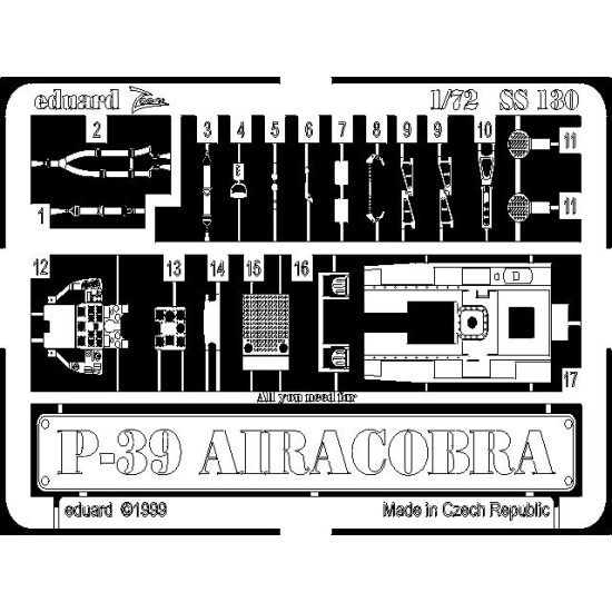 Photoetched set P-39Q Airacobra, for Academy kit 1/72 Eduard SS130