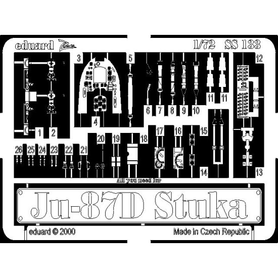 Photoetched set Ju-87D/G, for Italeri kit 1/72 Eduard SS133