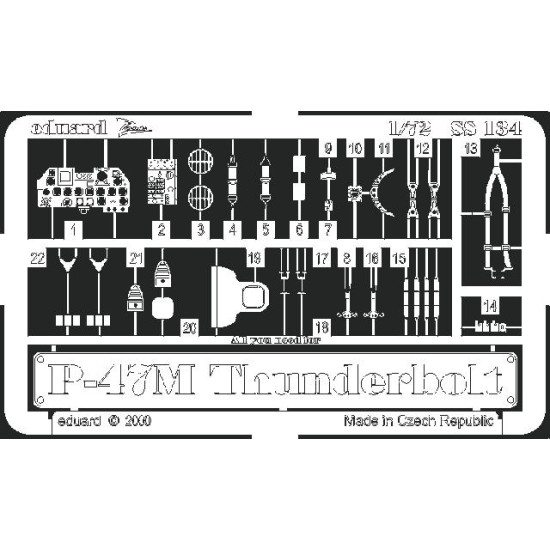 Photoetched set P-47M, for Revell kit 1/72 Eduard SS134