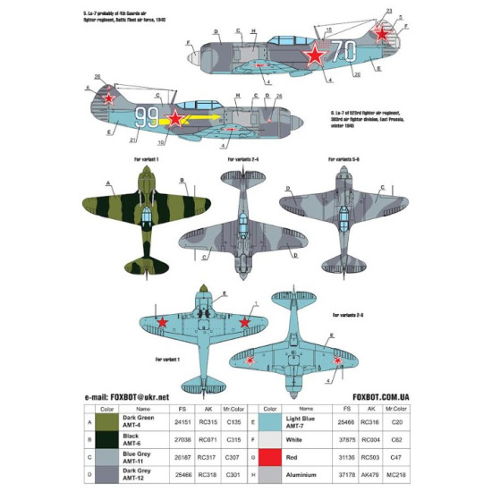 Foxbot 48-084 1/48 Lavochkin Fighters At War Part 2 La-5f La-5fn And La-7 For Academy Aml Bilek Kp Eduard Hasegawa Gavia South Front Vector Kits Foxbot 48-084 1/48 Lavochkin Fighters At War Part 2 La-5f La-5fn And La-7 For Academy Aml Bilek Kp Eduard Hasegawa Gavia South Front Vector Kits