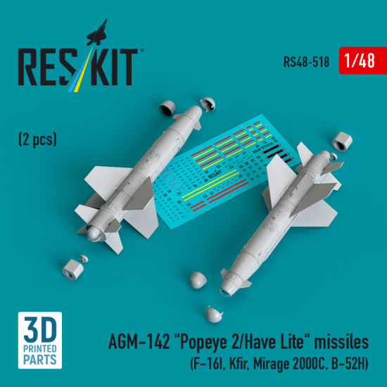 Reskit Rs48-0518 1/48 Agm-142 Popeye 2/Have Lite Missiles 2 Pcs Reskit Rs48-0518 1/48 Agm-142 Popeye 2/Have Lite Missiles 2 Pcs