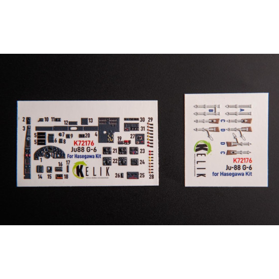 Kelik K72176 1/72 Ju88 G-6 Interior 3d Decals For Hasegawa Kit Kelik K72176 1/72 Ju88 G-6 Interior 3d Decals For Hasegawa Kit