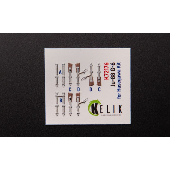 Kelik K72176 1/72 Ju88 G-6 Interior 3d Decals For Hasegawa Kit Kelik K72176 1/72 Ju88 G-6 Interior 3d Decals For Hasegawa Kit
