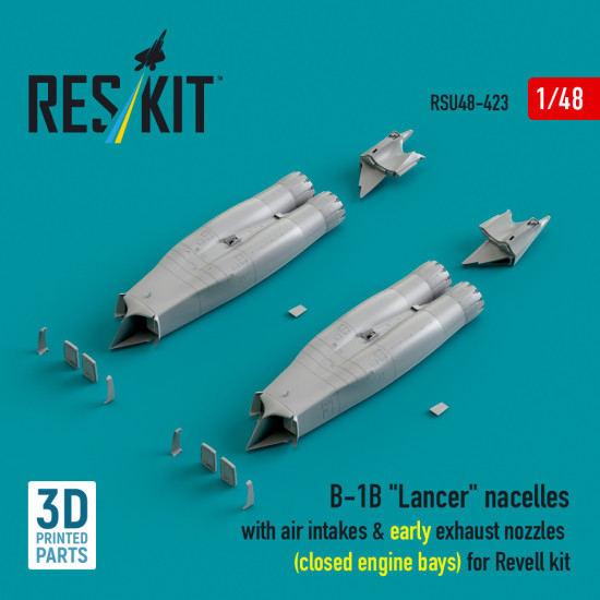 Reskit Rsu48-0423 1/48 B-1b Lancer Nacelles With Air Intakes And Early Exhaust Nozzles Closed Engine Bays For Revell Kit Reskit Rsu48-0423 1/48 B-1b Lancer Nacelles With Air Intakes And Early Exhaust Nozzles Closed Engine Bays For Revell Kit