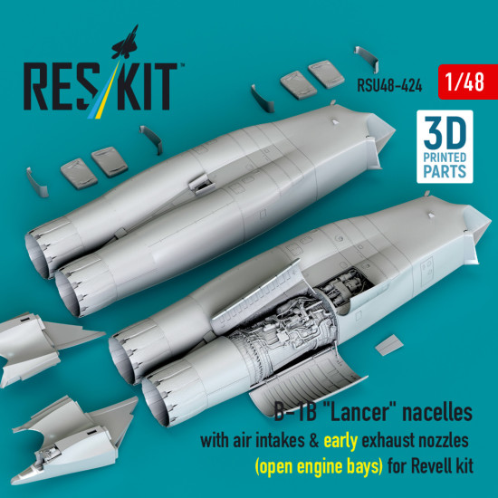 Reskit Rsu48-0424 1/48 B-1b Lancer Nacelles With Air Intakes And Early Exhaust Nozzles Open Engine Bays For Revell Kit Reskit Rsu48-0424 1/48 B-1b Lancer Nacelles With Air Intakes And Early Exhaust Nozzles Open Engine Bays For Revell Kit