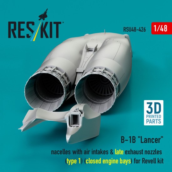 Reskit Rsu48-0426 1/48 B-1b Lancer Nacelles With Air Intakes And Late Exhaust Nozzles Closed Engine Bays For Revell Kit Reskit Rsu48-0426 1/48 B-1b Lancer Nacelles With Air Intakes And Late Exhaust Nozzles Closed Engine Bays For Revell Kit