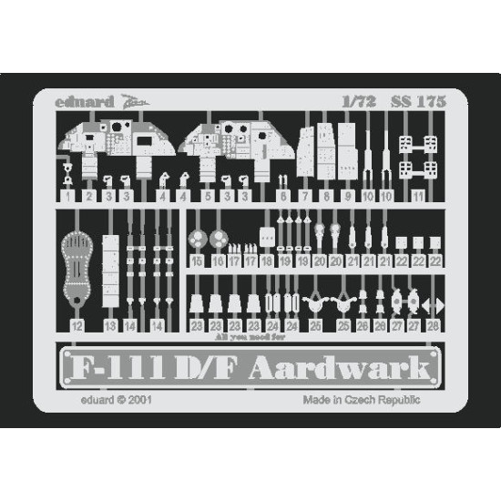 Photoetched set F-111D/F, for Hasegawa kit 1/72 Eduard SS175