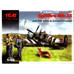 Spitfire Mk.IX British Fighter aircfraft with RAF pilots and ground personnel 1/48 ICM 48801