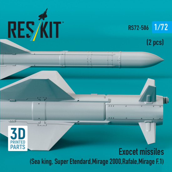 Reskit Rs72-0506 1/72 Exocet Missiles 2 Pcs Dummy 3d Printed Kit Reskit Rs72-0506 1/72 Exocet Missiles 2 Pcs Dummy 3d Printed Kit