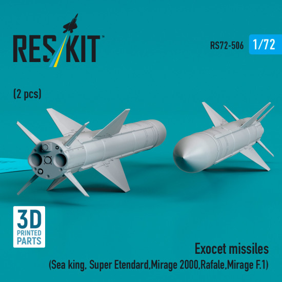 Reskit Rs72-0506 1/72 Exocet Missiles 2 Pcs Dummy 3d Printed Kit Reskit Rs72-0506 1/72 Exocet Missiles 2 Pcs Dummy 3d Printed Kit