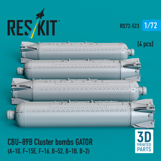 Reskit Rs72-0523 1/72 Cbu-89b Cluster Bombs Gator 4 Pcs A-10, F-15e, F-16, B-52, B-1b, B-2 Reskit Rs72-0523 1/72 Cbu-89b Cluster Bombs Gator 4 Pcs A-10, F-15e, F-16, B-52, B-1b, B-2