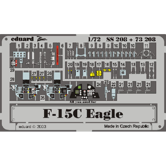 Photoetched set F-15C Eagle Color, for Hasegawa kit 1/72 Eduard SS208