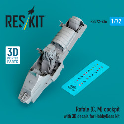 Reskit Rsu72-0236 1/72 Rafale C, M Cockpit With 3d Decals For Hobbyboss Kit