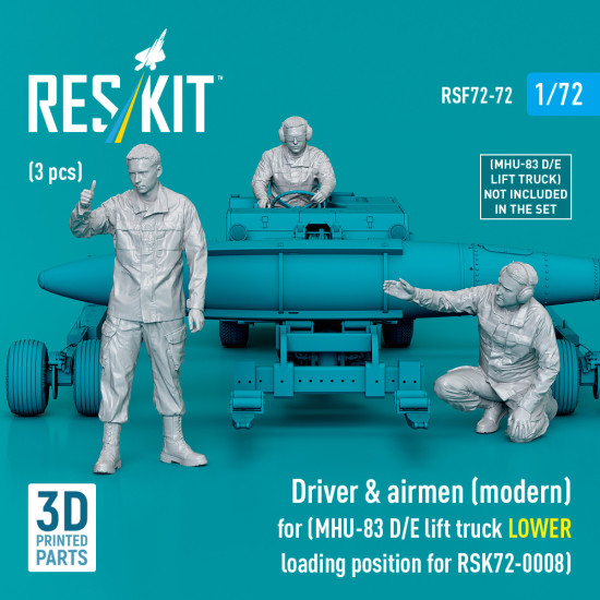 Reskit Rsf72-0072 1/72 Driver And Airmen Modern 3 Pcs Mhu-83 D/E Lift Truck Lower Loading Position For Rsk72-0008 Reskit Rsf72-0072 1/72 Driver And Airmen Modern 3 Pcs Mhu-83 D/E Lift Truck Lower Loading Position For Rsk72-0008