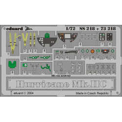 Photoetched set Hurricane Mk.IIc Color, for Revell kit 1/72 Eduard SS218