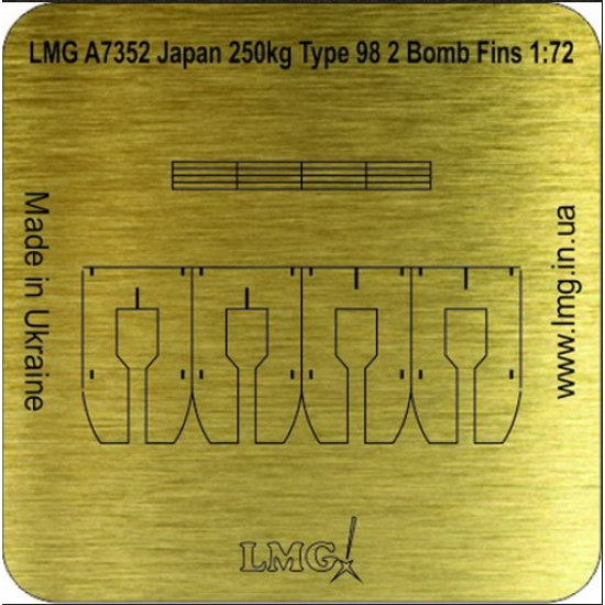 Lmg Ba-72056 1/72 Japan 250kg Type 98 8 Bomb Fins Thickness 0/1mm Lmg Ba-72056 1/72 Japan 250kg Type 98 8 Bomb Fins Thickness 0/1mm
