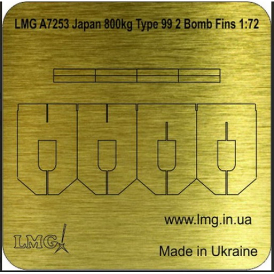Lmg Ba-72057 1/72 Japan 800kg Type 99 8 Bomb Fins Thickness 0/1mm Lmg Ba-72057 1/72 Japan 800kg Type 99 8 Bomb Fins Thickness 0/1mm