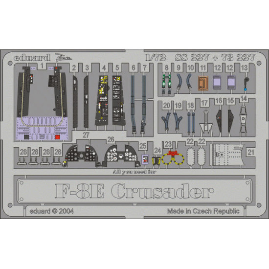 Photoetched set F-8E Crusader Color, for Academy kit 1/72 Eduard SS227
