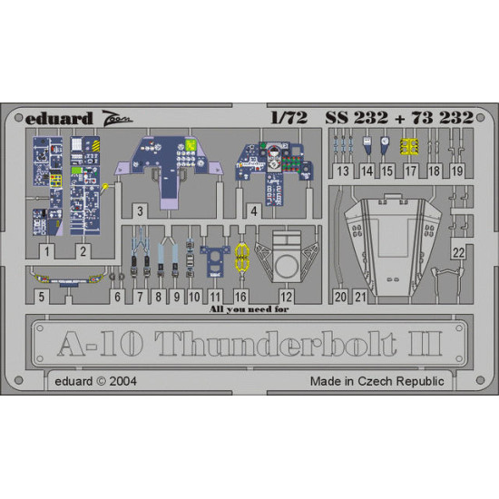 Photoetched set A-10 Thunderbolt II Color, for Italeri/Revell kit 1/72 Eduard SS232