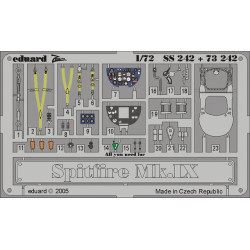 Photoetched set Spitfire Mk.IX, for Hasegawa kit 1/72 Eduard SS242