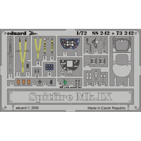 Photoetched set Spitfire Mk.IX, for Hasegawa kit 1/72 Eduard SS242