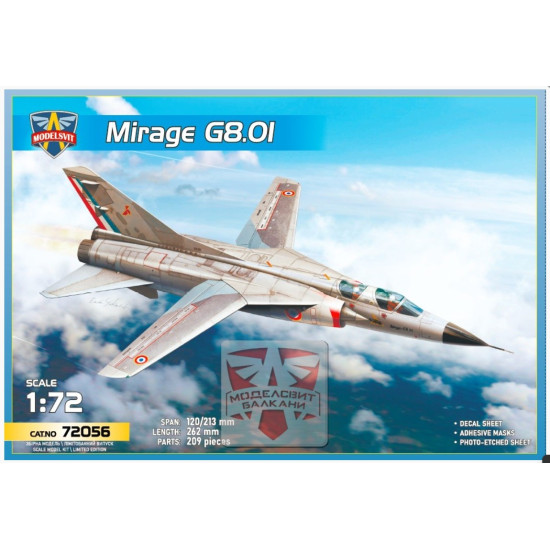 Model Svit 72056 1/72 Mirage G8/01 Experimental Fighter Plastic Model Kit Model Svit 72056 1/72 Mirage G8/01 Experimental Fighter Plastic Model Kit