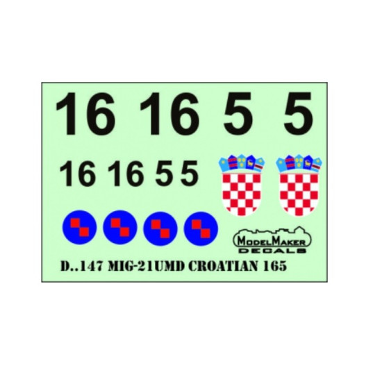 Model Maker D32147 1/32 Mig-21umd Croatian 165 Display Plane Model Maker D32147 1/32 Mig-21umd Croatian 165 Display Plane