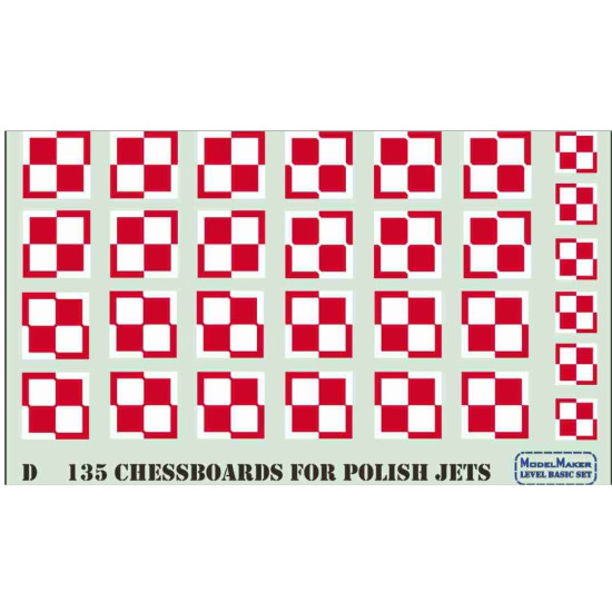 Model Maker D48135 1/48 Polish Chessboards For Polish Jets Mig-21 Mig-29 Su-22 F-16 And Others Model Maker D48135 1/48 Polish Chessboards For Polish Jets Mig-21 Mig-29 Su-22 F-16 And Others