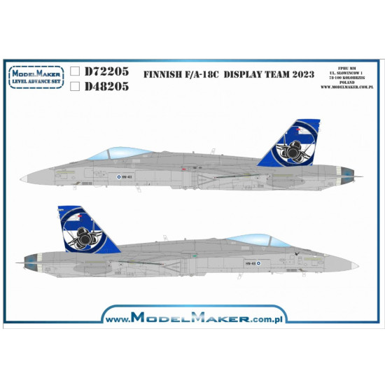 Model Maker D72205 1/72 Finnish F/A-18c Display Team 2023 Model Maker D72205 1/72 Finnish F/A-18c Display Team 2023