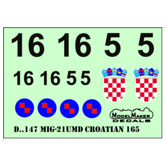 Model Maker Md48147 1/48 Mig-21umd Croatian 165 Display Plane Model Maker Md48147 1/48 Mig-21umd Croatian 165 Display Plane