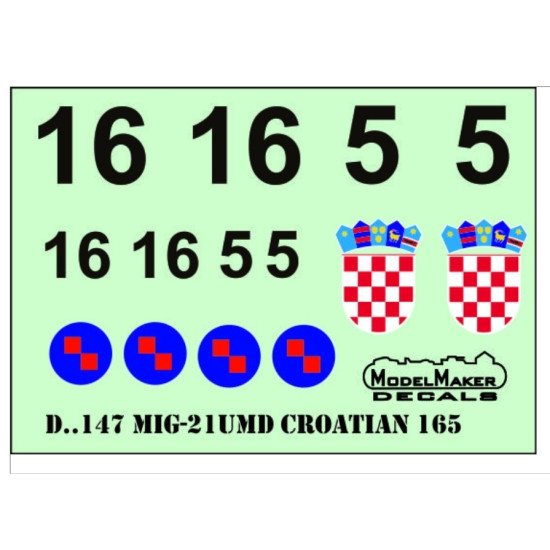 Model Maker Md72147 1/72 Mig-21umd Croatian 165 Display Plane Model Maker Md72147 1/72 Mig-21umd Croatian 165 Display Plane