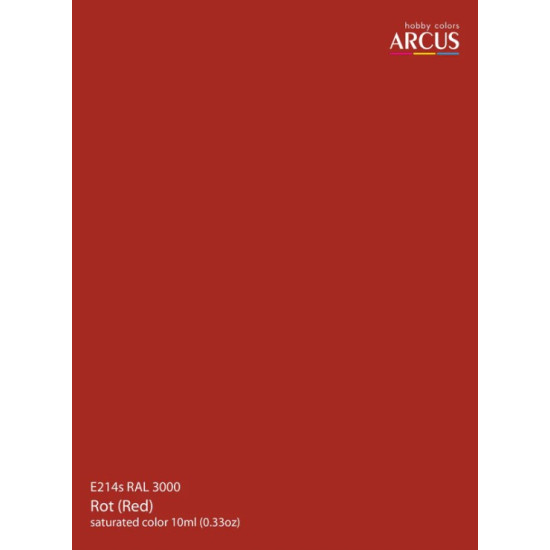 Arcus A214s Acrylic Paint Ral 3000 Rot Red Wehrmacht Series Saturated Color 10ml Arcus A214s Acrylic Paint Ral 3000 Rot Red Wehrmacht Series Saturated Color 10ml