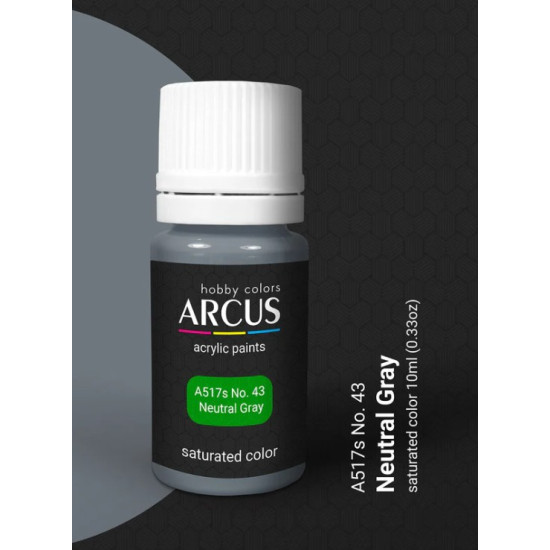 Arcus A517s Acrylic Paint Neutral Gray No 43 Saturated Color 10ml Arcus A517s Acrylic Paint Neutral Gray No 43 Saturated Color 10ml