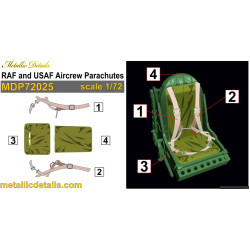 Metallic Details Mdp72025 1/72 Raf And Usaf Aircrew Parachutes