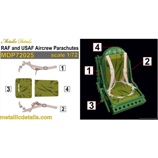 Metallic Details Mdp72025 1/72 Raf And Usaf Aircrew Parachutes Metallic Details Mdp72025 1/72 Raf And Usaf Aircrew Parachutes