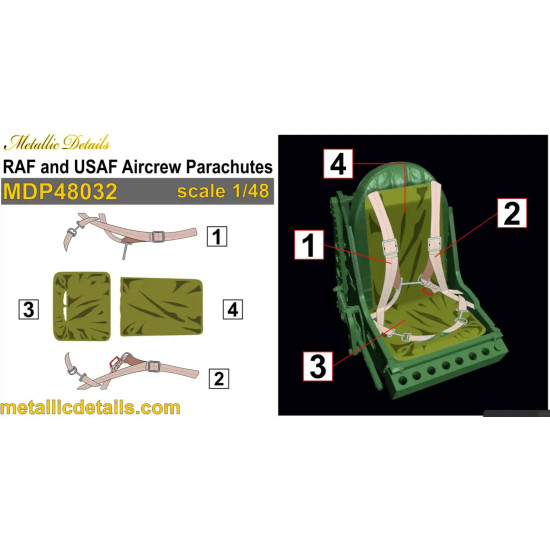Metallic Details Mdp48032 1/48 Raf And Usaf Aircrew Parachutes Metallic Details Mdp48032 1/48 Raf And Usaf Aircrew Parachutes